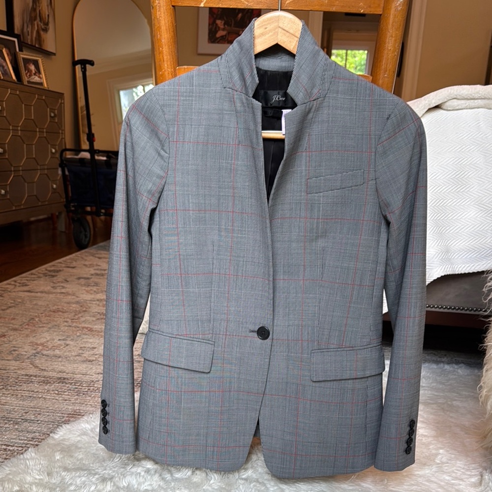 J. Crew Gray and Red Sport Coat with Modern Tailoring